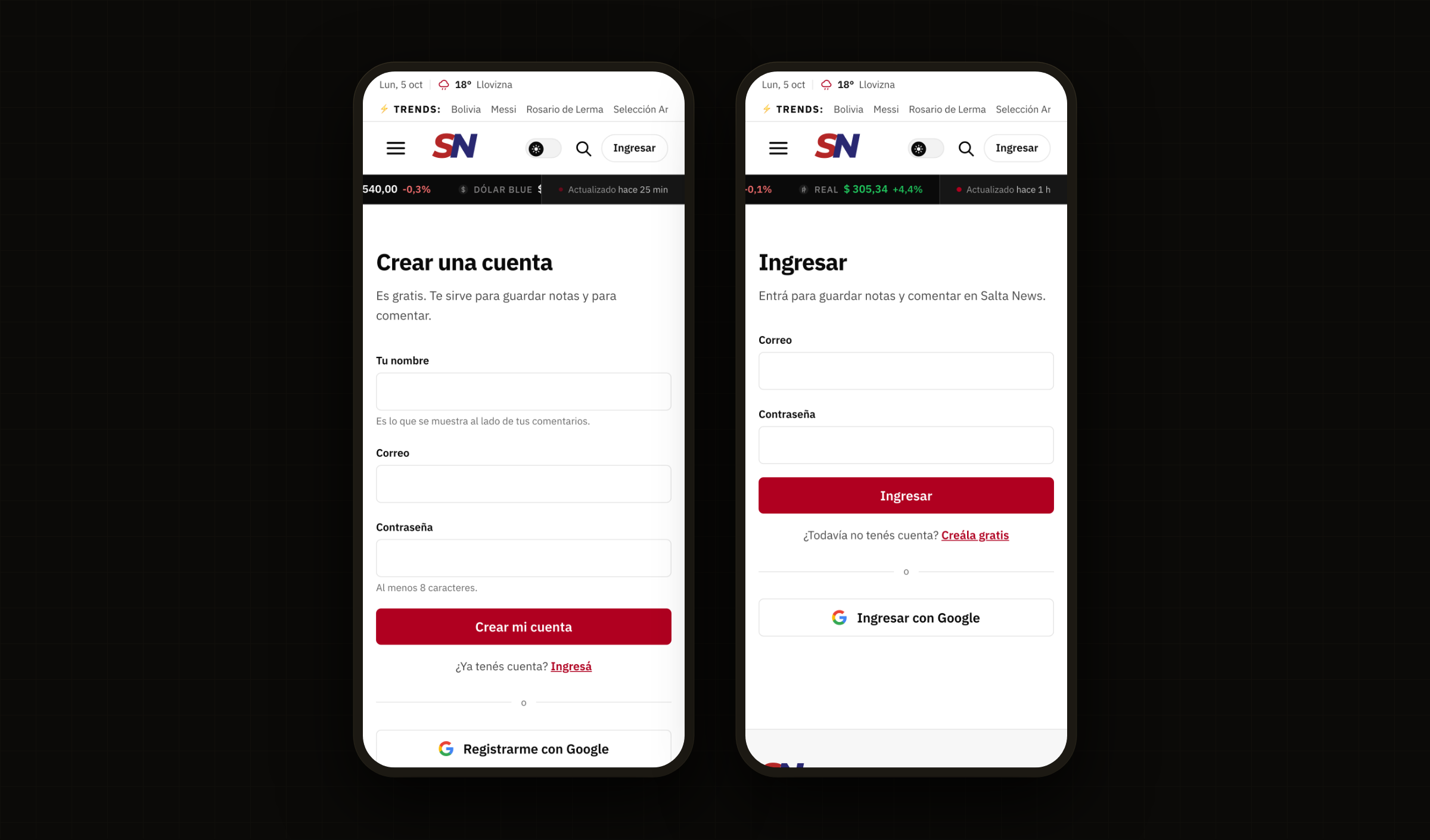 Reader sign-up and sign-in on a phone
