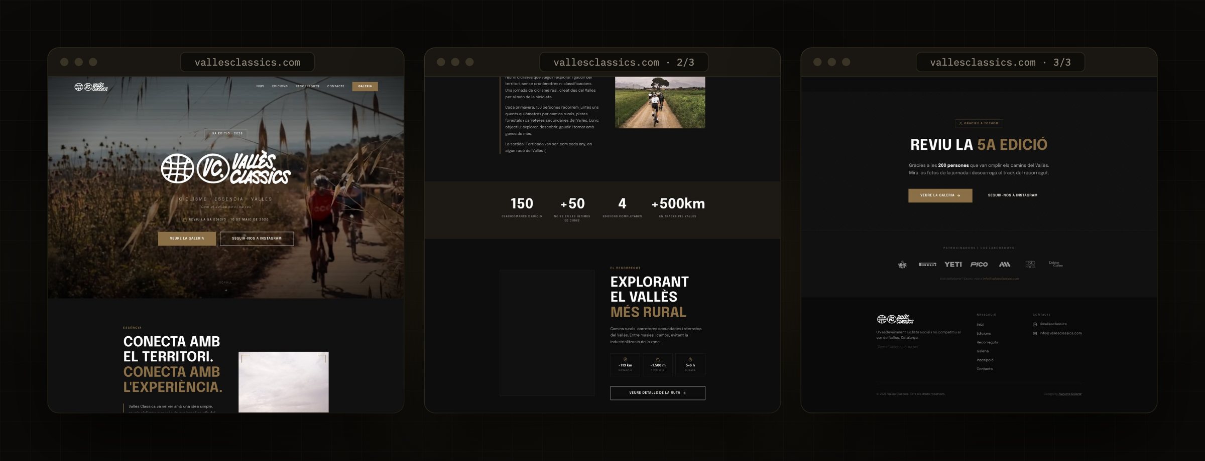 The full Vallès Classics landing page, top to bottom in three columns